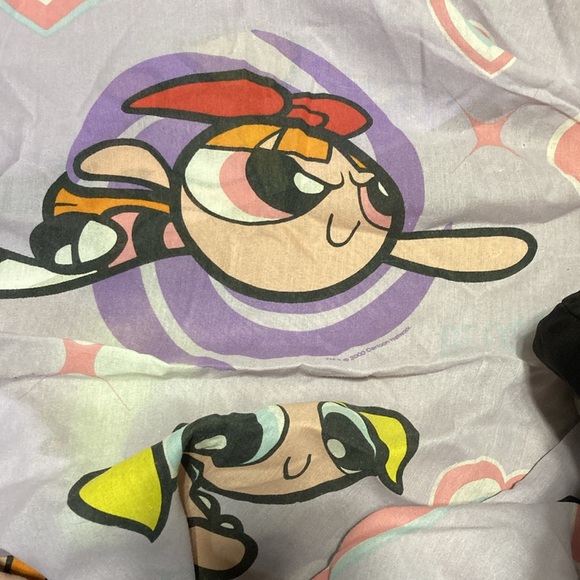 POWER PUFF GIRLS Vintage 2000 Twin Purple Childrens Fitted Bottom Bed Sheet - Picture 6 of 9
